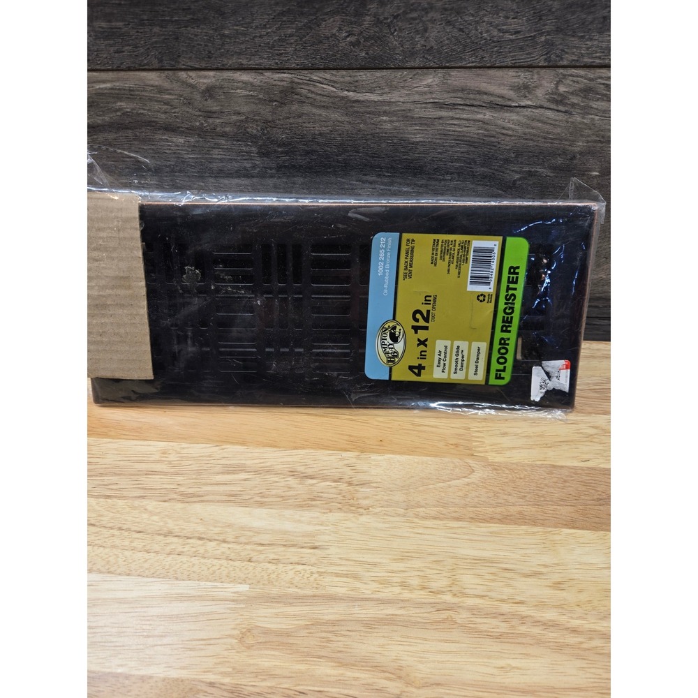 Hampton Bay 4 in x 12 in Floor Register Oil-Rubbed Bronze Steel Damper 100226521